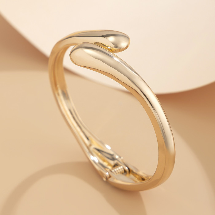 European and American Cross-Border Jewelry Fashion Irregular Alloy Spring Bracelet Simple Water Drop Smooth Bracelet Set