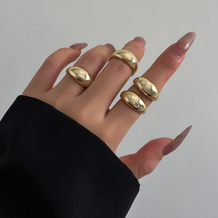 European and American Cross-Border Jewelry Niche Trendy Design Geometric Curved Ring Knuckle Ring Exaggerated Open Set Ring