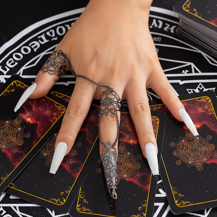 Jewelry Gothic Style Hollow Cone-Shaped Nail Cover Finger Ring Niche Metal Tassel Ring for Women