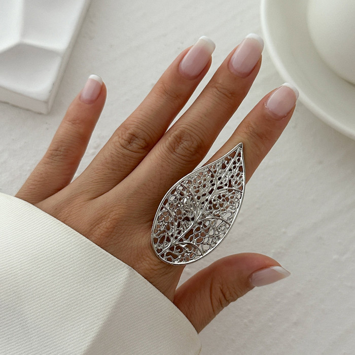 European and American Cross-Border Jewelry Irregular Hollow Wrapped Imitation Pearl Ring Ins Style Niche Alloy Open Ring
