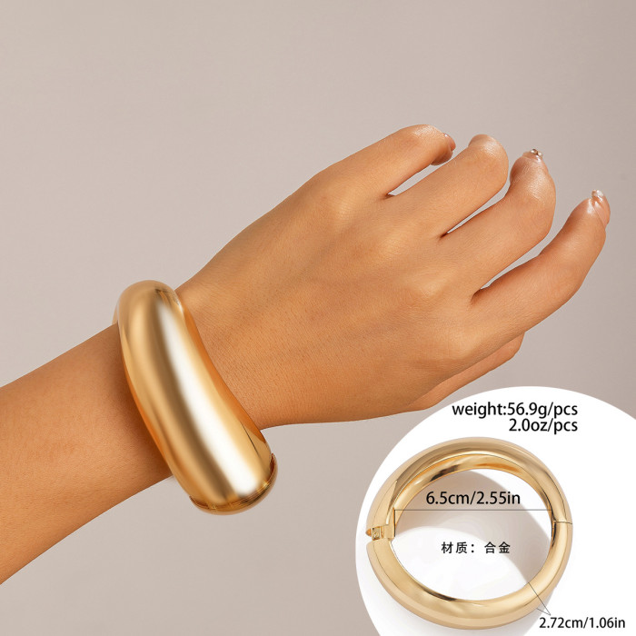 European and American Cross-Border Jewelry Exaggerated Large Water Drop Metal Glossy Mirror Open Bracelet Ins Minimalist Style Hand Accessories
