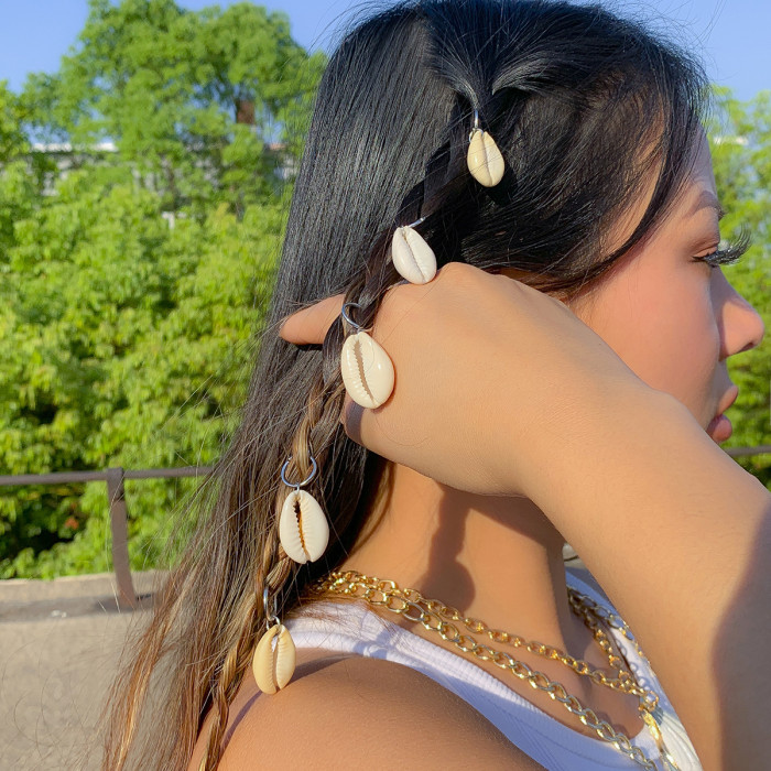 European and American Cross-Border Accessories Bohemian Ethnic Style Braided Shell Hair Clips Hip-Hop Dreadlocks Personality Casual Hairpins