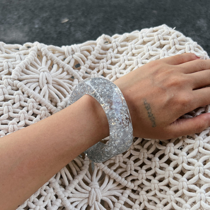 Jewelry Commuting Versatile Irregular Silver Foil Transparent Bracelet INS Fashionable Polygonal Bracelet