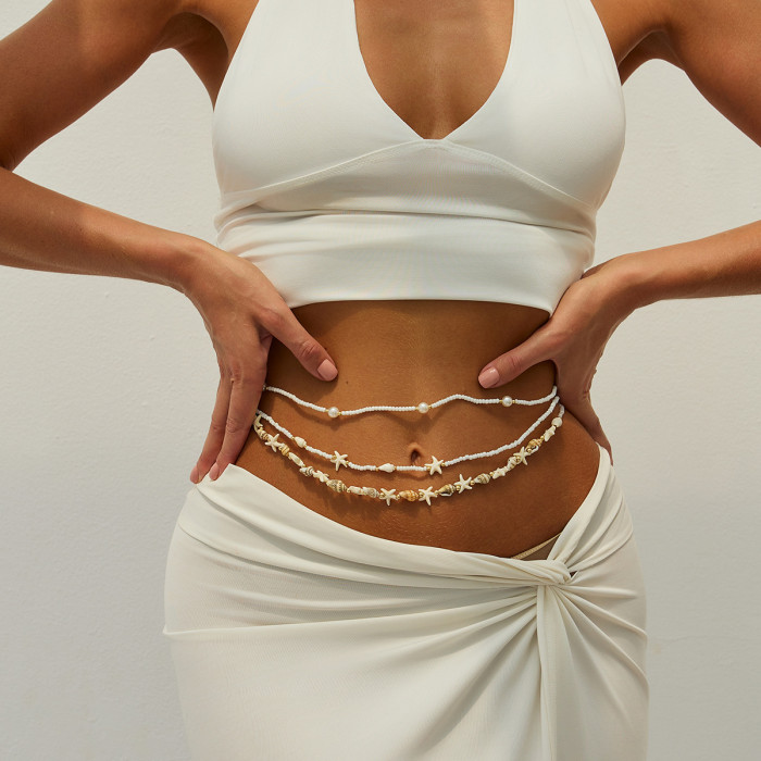 European and American Cross-Border Beach Style Colorful Beaded Small Butterfly Waist Chain Sexy Simple Elastic Beaded Set Body Chain
