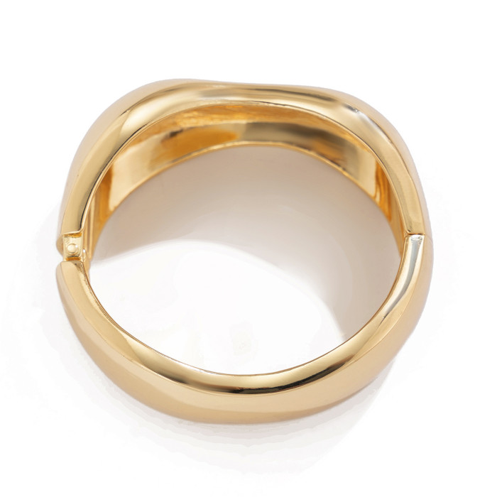 Exaggerated Ins Style Heavy Craft Design Metal Glossy Bracelet Geometric Personality Wide Bangle Bracelet
