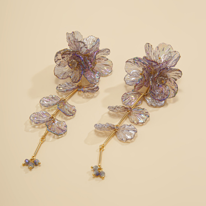 European and American Cross-Border Jewelry Fashion Commuting Scallop CCB Flower Tassel Simple Colorful Earrings Versatile