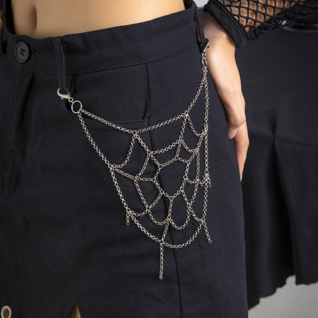 European and American Cross-Border Accessories Sweet Cool Hip-Hop Punk Spider Web Pants Chain Gothic Dark Chain Body Chain Clothing Accessories