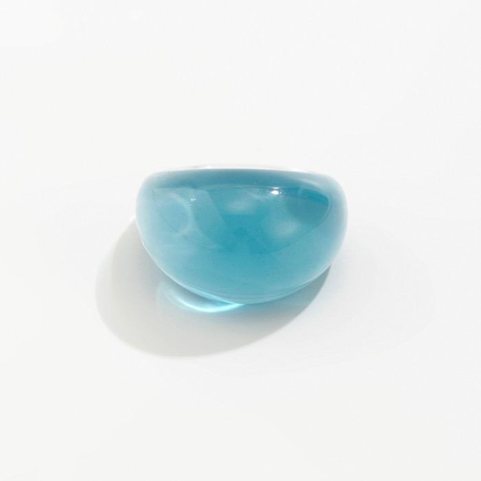 European and American Cross-Border Jewelry INS Transparent Colorful Resin Ring Niche Retro Stacking Curved Wide Band Ring