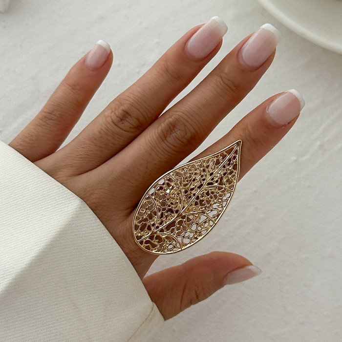 European and American Cross-Border Jewelry Irregular Hollow Wrapped Imitation Pearl Ring Ins Style Niche Alloy Open Ring