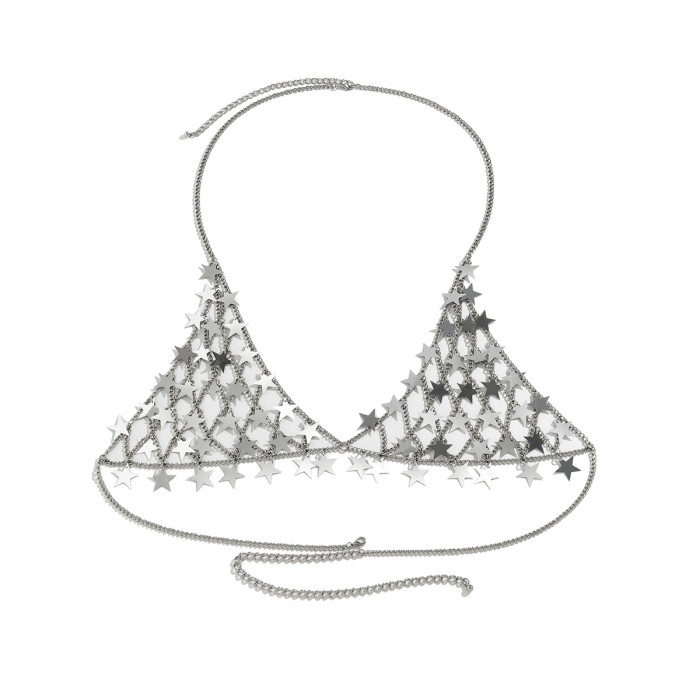 Sexy Bikini Accessories Tassel Chest Chain Body Chain Handmade Star Sequin Hot Girl Chest Jewelry, Necklaces