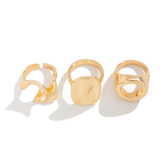Europe and America Cross Border Ornament Irregular Design Alloy Ring Suit Creative Hollow Square Ring Knuckle Ring