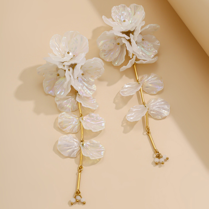 European and American Cross-Border Jewelry Fashion Commuting Scallop CCB Flower Tassel Simple Colorful Earrings Versatile