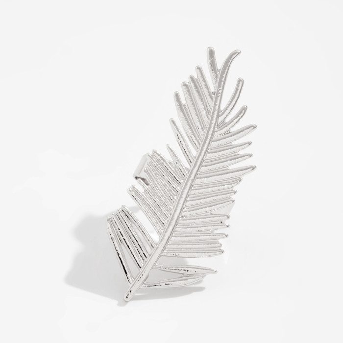 European and American Cross-Border Jewelry Exaggerated Irregular Alloy Feather Ring Ins Style Geometric Inlaid Pearl Rings