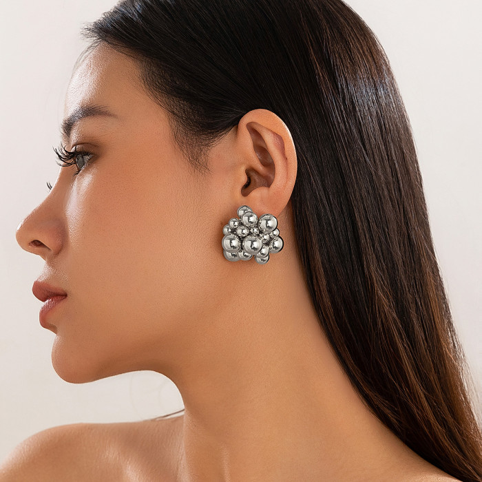 Metal Style Geometric Beaded Earrings for Women, Exaggerated Hot-Selling Beaded Earrings, Versatile