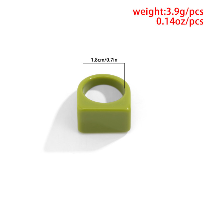 European and American Cross-Border Jewelry Creative Geometric Colorful Square Wide Edge Ring Simple Fashion Colorful Resin Plain Circle Ring