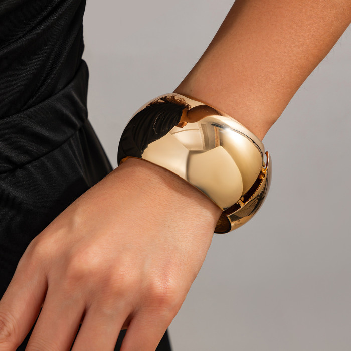 European and American Cross-Border Jewelry Punk Style Irregular Wide Bracelet Set Smooth Metallic Bracelet Set