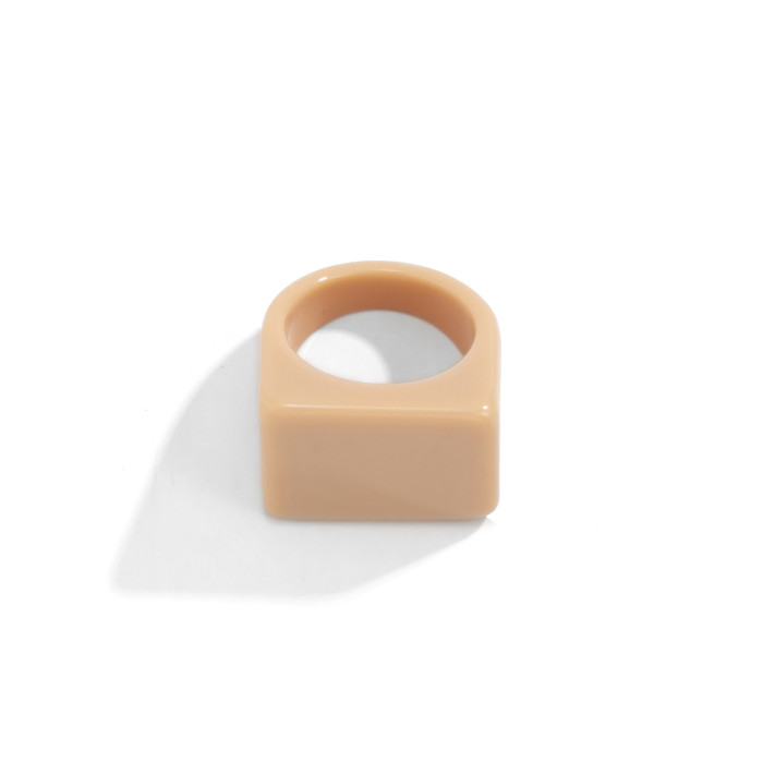 European and American Cross-Border Jewelry Creative Geometric Colorful Square Wide Edge Ring Simple Fashion Colorful Resin Plain Circle Ring