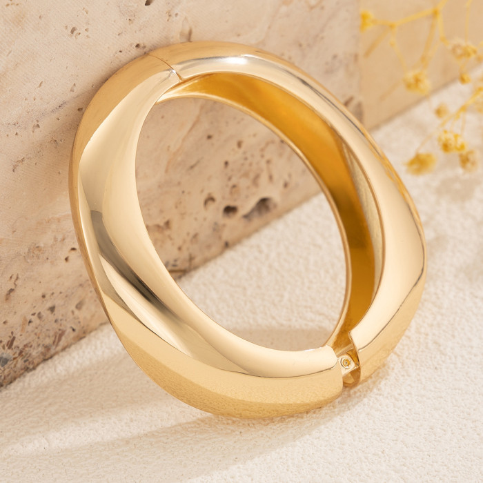 European and American Cross-Border Jewelry Fashion Irregular Alloy Spring Bracelet Simple Water Drop Smooth Bracelet Set