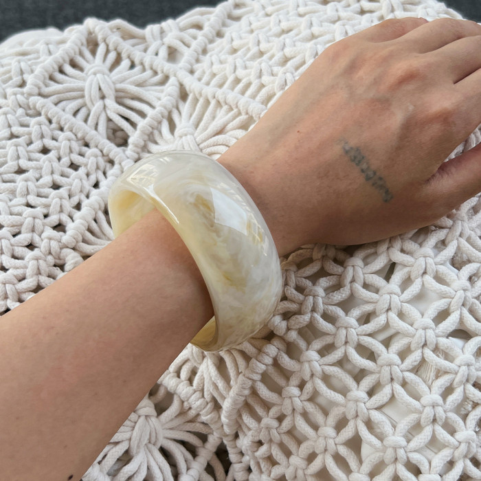 European and American Cross-Border Jewelry Melad Style Gradient Acrylic Oval Bracelet Exaggerated Irregular Resin Splicing Bangle