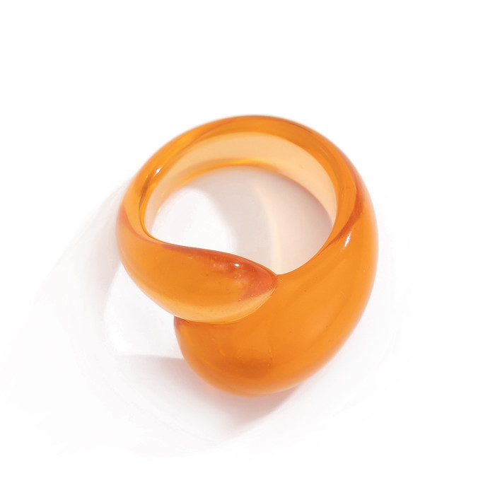 European and American Cross-Border Jewelry Irregular Double Water Drop Plastic Ring Fashion Geometric Multi-Color Closed Ring