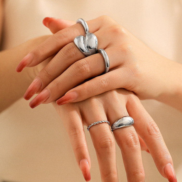 European and American Cross-Border Jewelry Design Sense Simple Hugging Smooth Curved Ring Stackable Style Niche Geometric Rings