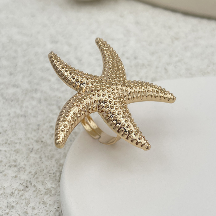 European and American Cross-Border Jewelry Layered Style Irregular Alloy Rings Ins Style Pearl Inlaid Tree Shape Ring Set