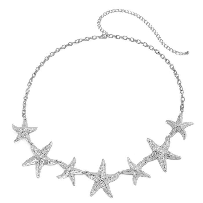 Jewelry Ocean Vacation Style Starfish Waist Chain Body Sexy Beach Imitation Pearl Flower Body Chain, Necklaces