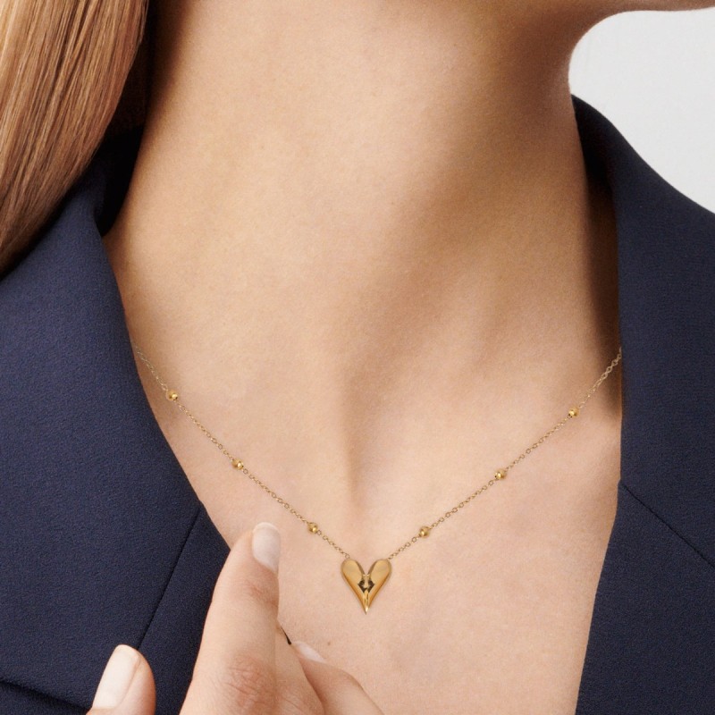 European and American Fashion Simple Trendy Jewelry Versatile Stainless Steel Heart Pendant Necklace Daily Wear Jewelry Light Luxury Geometry