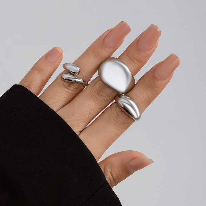 Design Sense Geometric Ring Niche Open Finger Ring Index Finger Ring Lava Metal Style Arc-Shaped Ring