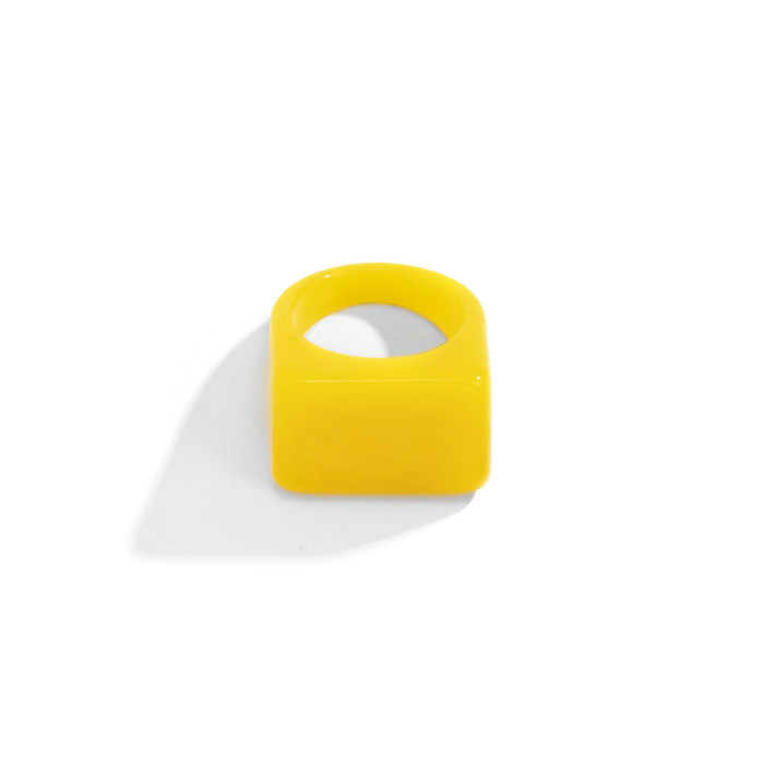 European and American Cross-Border Jewelry Creative Geometric Colorful Square Wide Edge Ring Simple Fashion Colorful Resin Plain Circle Ring