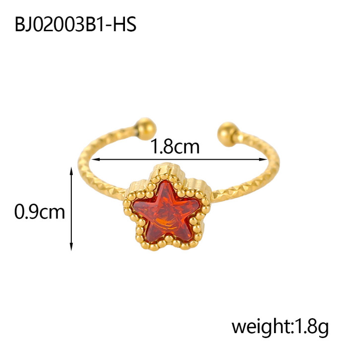 New Fashion Geometric Stone-Inlaid Ring Niche High-end Versatile Stainless Steel Ring Jewelry Wholesale