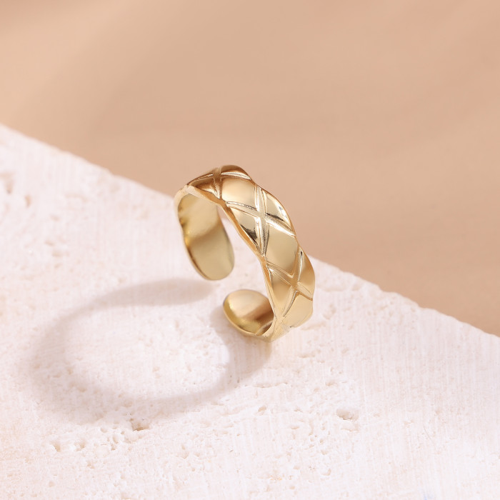 Fashion Simple Irregular Ring Niche Personality Design Leaf Stainless Steel Ring Adjustable Couple Ring