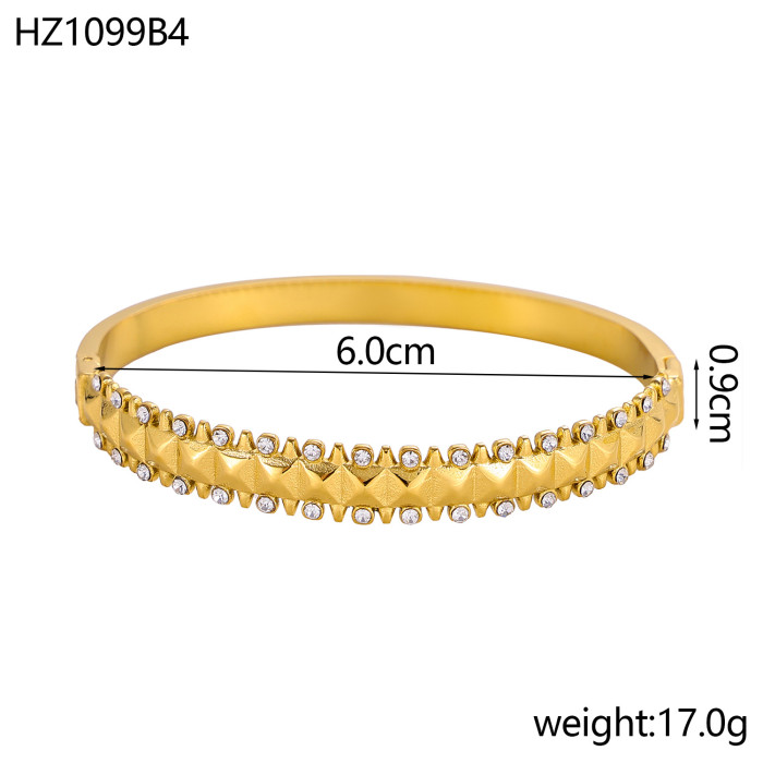 Handmade Gold Inlaid Gemstone Hammered Sugar Cube Zircon DIY Bracelet Versatile Women's Bracelet Jewelry Wholesale