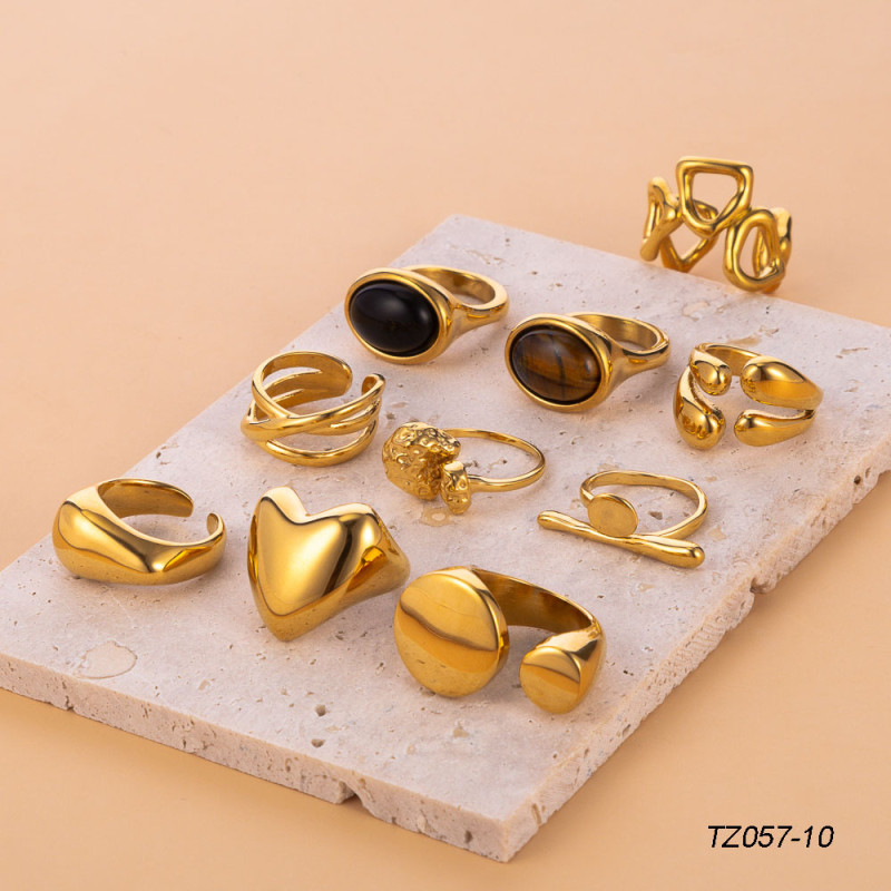 European and American Cross-Border Titanium Steel Ring Exaggerated Personality Stainless Steel Casting Vacuum Electroplating Large and Small Round Cut Open Ring