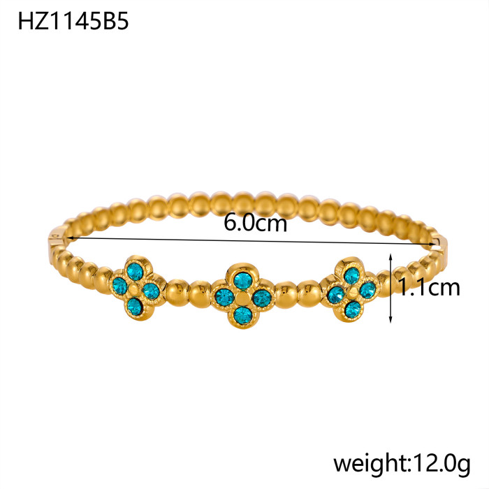 Light Luxury Style Fortune Pearl Four-Leaf Flower Bracelet for Women Elegant Exquisite Inlaid Zircon Design Versatile...