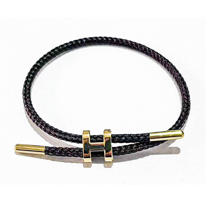 Niche H Buckle Steel Wire Bracelet Adjustable Titanium Steel 3D Hard Gold Bracelet Waterproof Sweatproof Jewelry Geom...