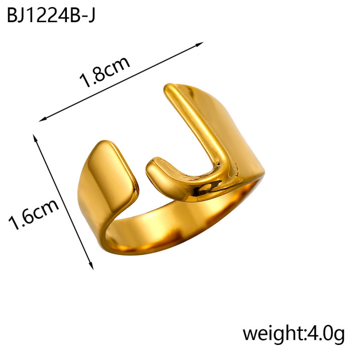 26 English Alphabet Rings for Women, Adjustable Open Rings, Fashionable Style, Trendy Internet Celebrity Ins Style Ri...