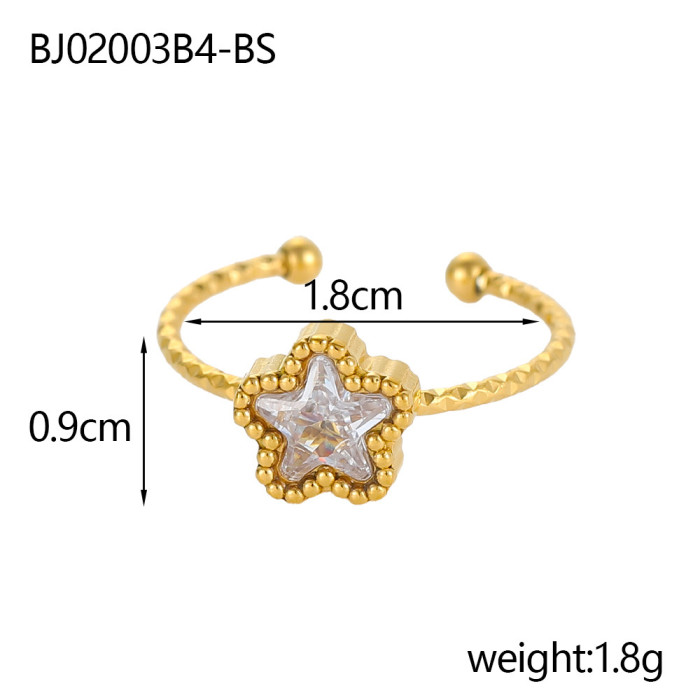 New Fashion Geometric Stone-Inlaid Ring Niche High-end Versatile Stainless Steel Ring Jewelry Wholesale