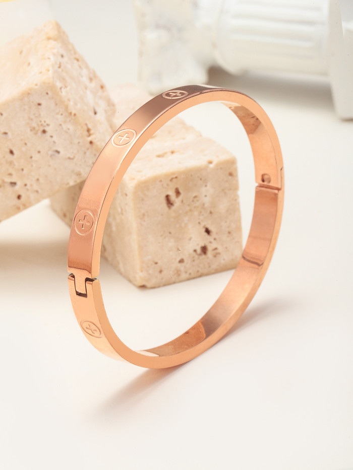 Stainless Steel Bracelet Titanium Steel 18K Vacuum Electroplating Non-Fading Jewelry Kajia Same Style Open Stone Ins