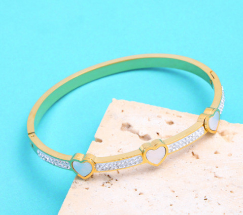 Overseas Cross-Border Exclusive Titanium Steel Bracelet Fashionable Personality Zircon Rotating Bracelet Bracelet Jewelry Wholesale