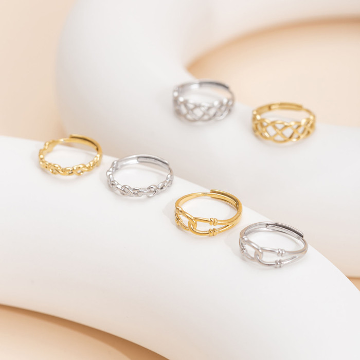 Fashion Simple Titanium Steel Hollow Geometric Line Ring for Women, Versatile and Non-Fading Open Jewelry Wholesale