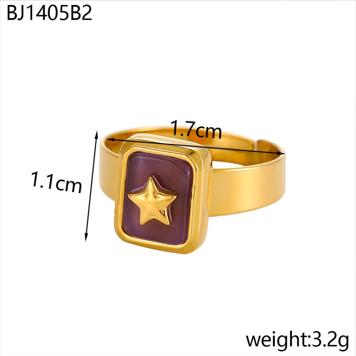 Niche Style Popular Rings Stainless Steel Plated Summer Colorful Mother-of-Pearl Coconut Tree Square Sign Rings Whole...