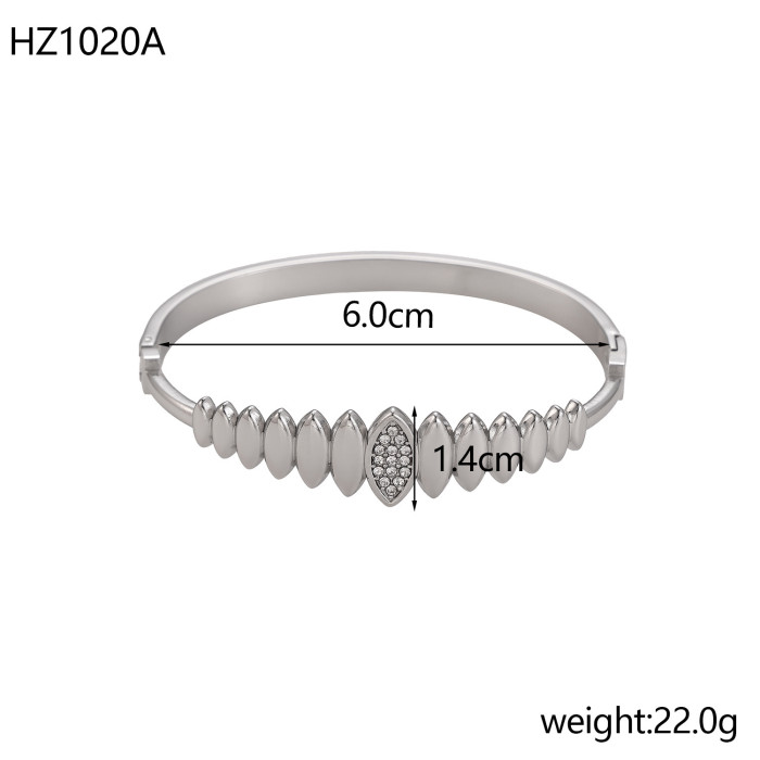 New Product Stone-Studded Twist Bracelet Design Personality Fashion 14K Gold Stainless Steel Fashion Bracelet, Earr...