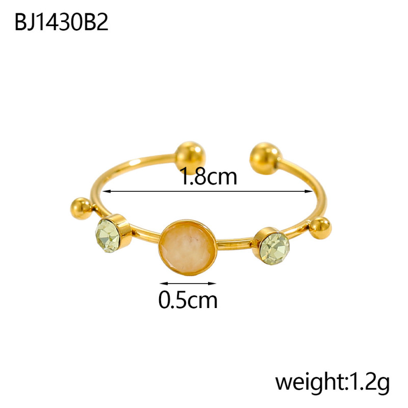 Unique Colorful Stone Ring Stainless Steel Electroplated Personality Fashion Women's Jewelry Trendy Jewelry Ring Wholesale
