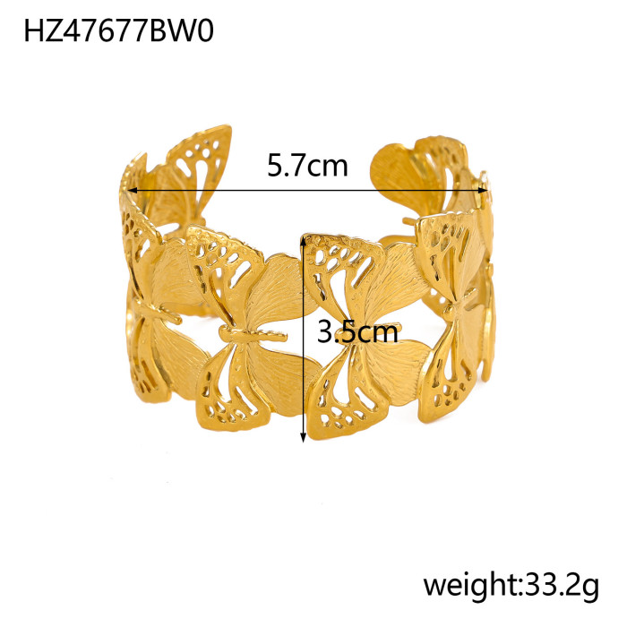 European and American Hot Selling Fashionable Small Exquisite Retro Hollow Pattern Elegant Women's Stainless Steel Gold Bracelet Series