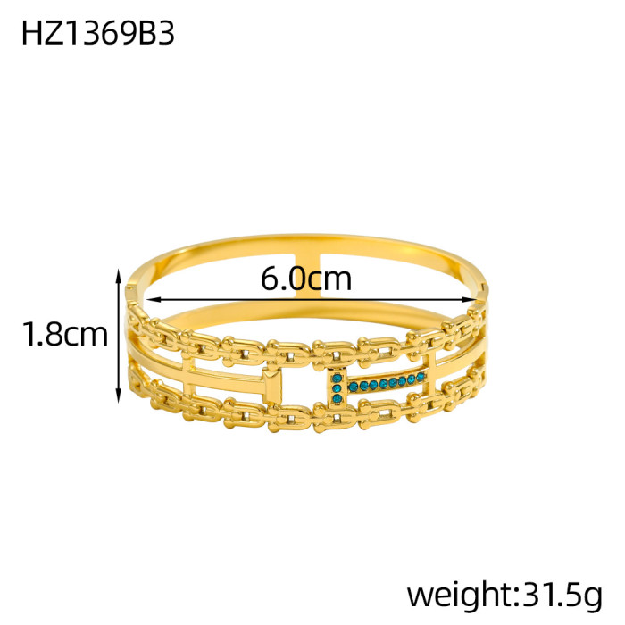 Hot-Selling Stainless Steel Minimalist U-Shaped Horseshoe Buckle Bracelet Vacuum Furnace Electroplated Bracelet Jewel...