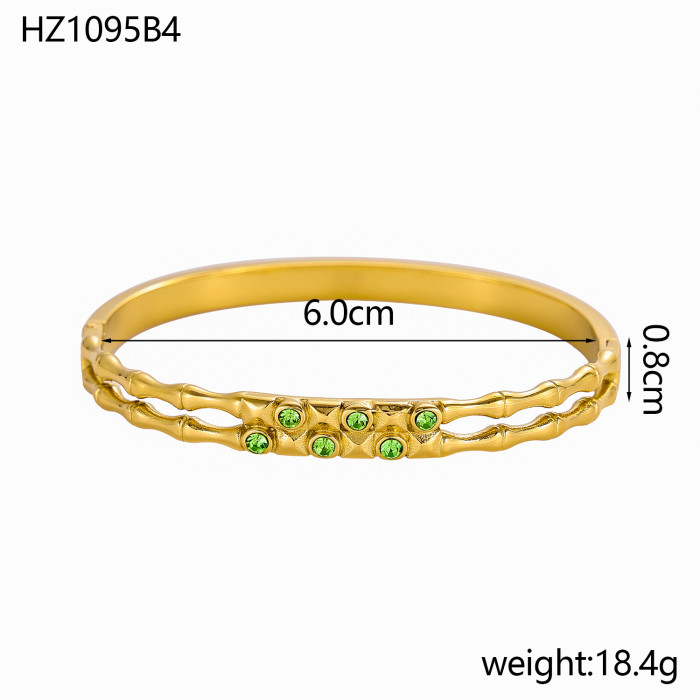 Handmade Gold Inlaid Gemstone Hammered Sugar Cube Zircon DIY Bracelet Versatile Women's Bracelet Jewelry Wholesale