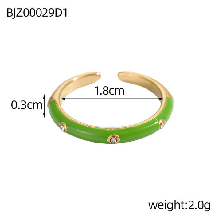Ins Internet Celebrity Colorful Ring Fashion Versatile Micro Pave Zircon Super Fairy Oil Drop Ring for Women
