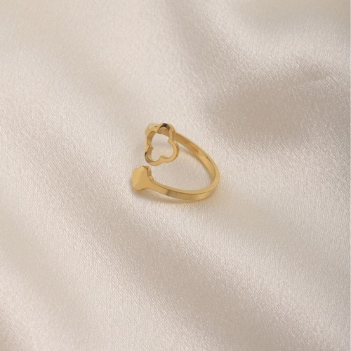 Cross-Border European and American Fashion Light Luxury Versatile Simple Women's Four-Leaf Clover Stainless Steel Ring Jewelry Wholesale