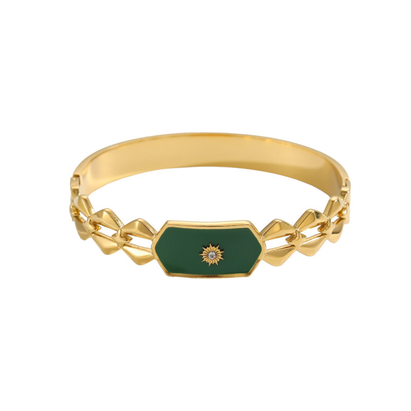 European and American Fashion Diamond-Shaped Bracelet High-End Gold-Plated Non-Fading Stainless Steel Jewelry Wholesale